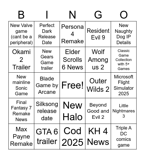 Cam's SGF 2025 Bingo Card