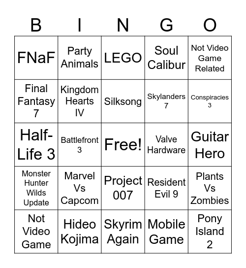 Summer Game Fest Bingo Card