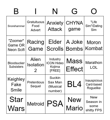 Summer Games Fest Bingo Card