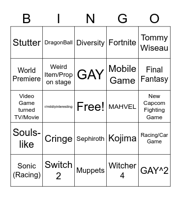 Summer Game Fest Bingo Card