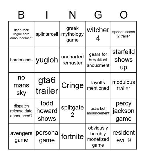 Untitled Bingo Card