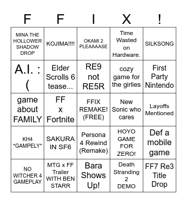 FF9 Remake Day! Bingo Card