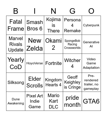 Summer Games Fest Bingo Card