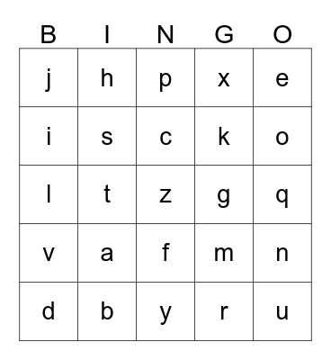 Alphabet Bingo Card