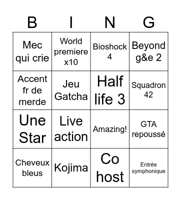 Summer Game Fest Bingo Card