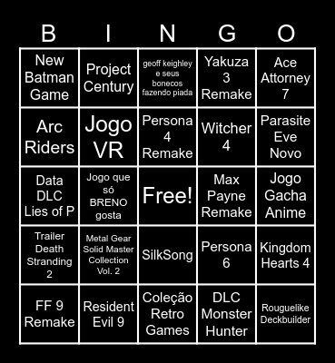 Summer Game Fest 2025 Bingo Card