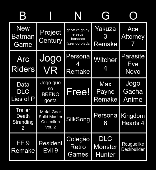 Summer Game Fest 2025 Bingo Card