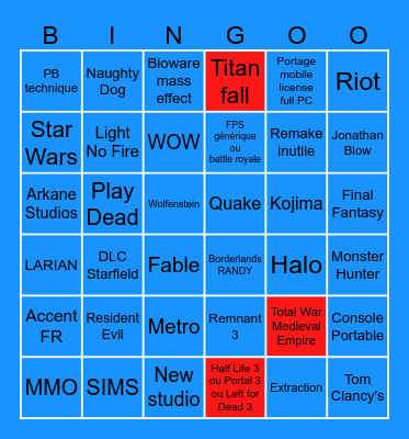 Summer Game Fest 2025 Bingo Card