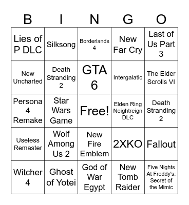 Summer Game Fest Bingo Card