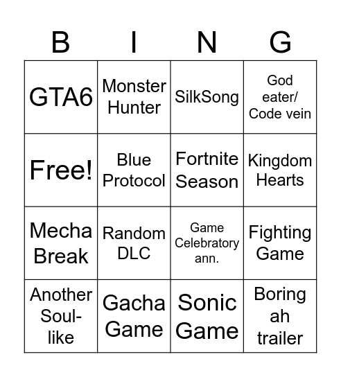 Summer fest Bingo Card