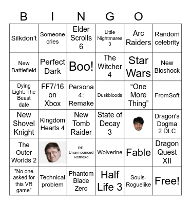 Summer Game Fest 2025 Bingo Card