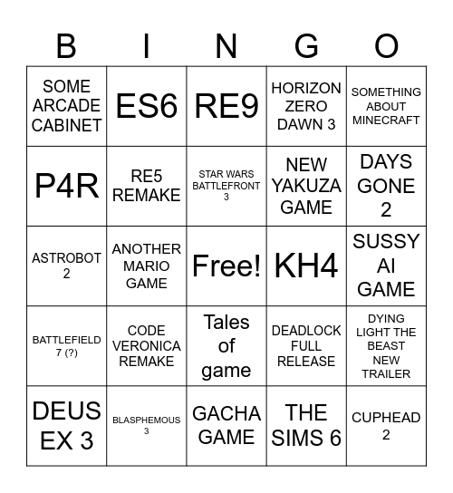 SUMMER GAME FEST Bingo Card