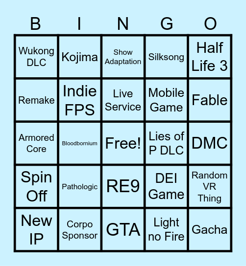 Summer Game Fest - BINGO Card Bingo Card