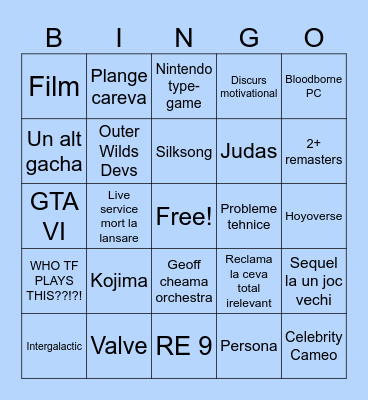 Bingo Card - Summer Game Fest 2025 Bingo Card
