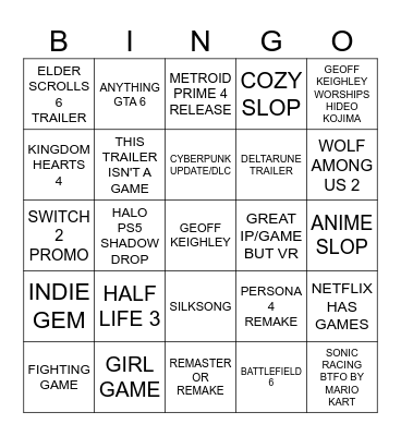 SUMMER GAMES FEST Bingo Card