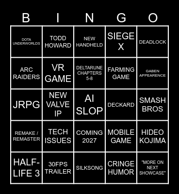 SUMMER GAME FEST Bingo Card
