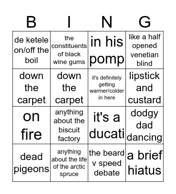carlton kirby 6 day bingo Card