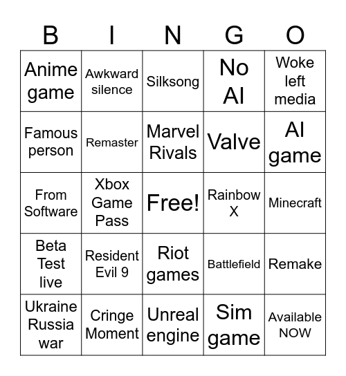 Untitled Bingo Card
