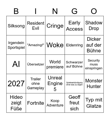 Summer Game Fest Bingo Card