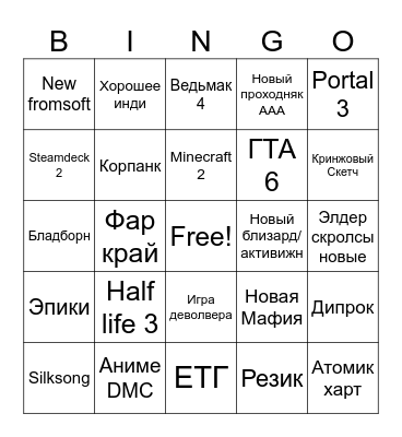 Summer game fest bingo Card