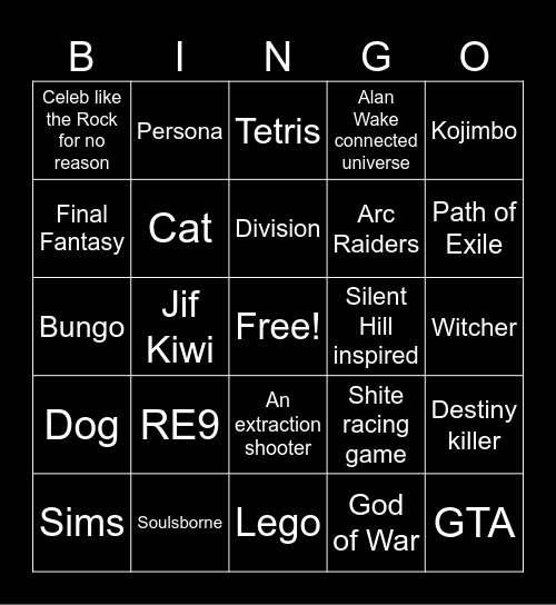 Summer Game Fest Bingo Card