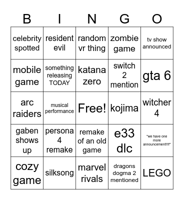 sgf thing Bingo Card
