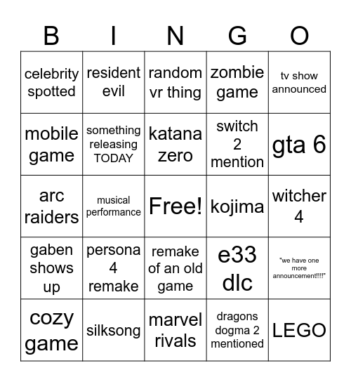 sgf thing Bingo Card