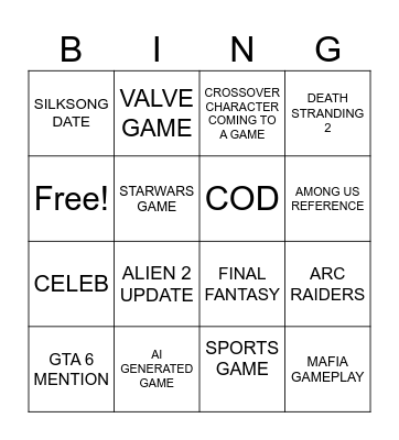 GAMES FEST Bingo Card