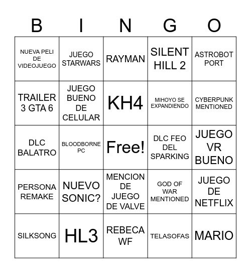 SUMER GAME FEST 2025 Bingo Card