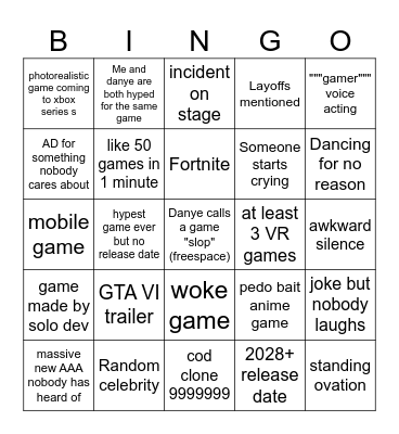2025 summer games fest Bingo Card