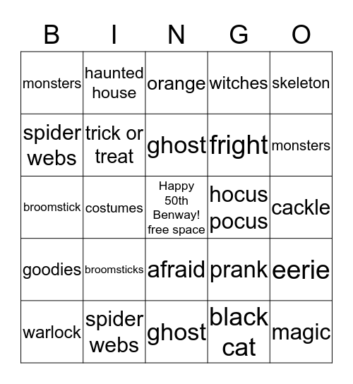Halloween BINGO Card