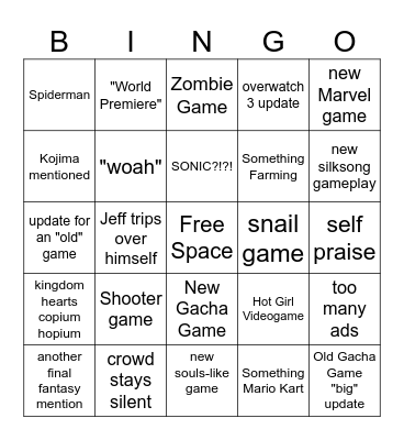 Summer Games Fest Bingo Card