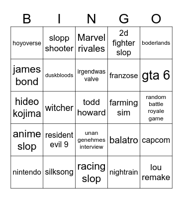summergamesfest 25 Bingo Card