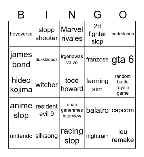 summergamesfest 25 Bingo Card