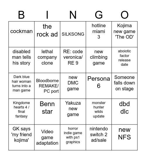 SUMR FEST Bingo Card