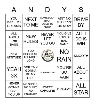 A.N.D.Y.S BINGO NIGHT Bingo Card