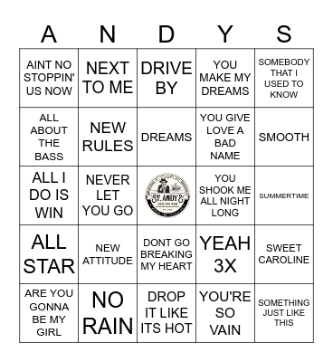 A.N.D.Y.S BINGO NIGHT Bingo Card