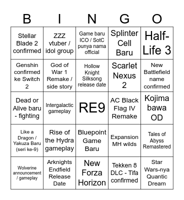 Summer Game Fest Plad Bingo Card