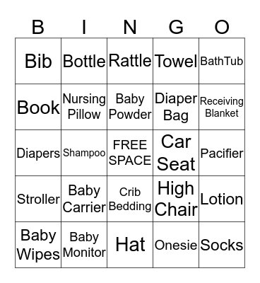 BABY GIFT Bingo Card