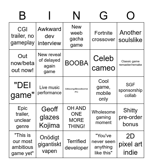 Familie SGF bingo Card