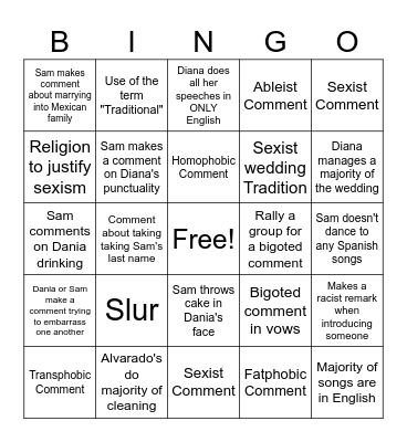 Wedding Bingo Card