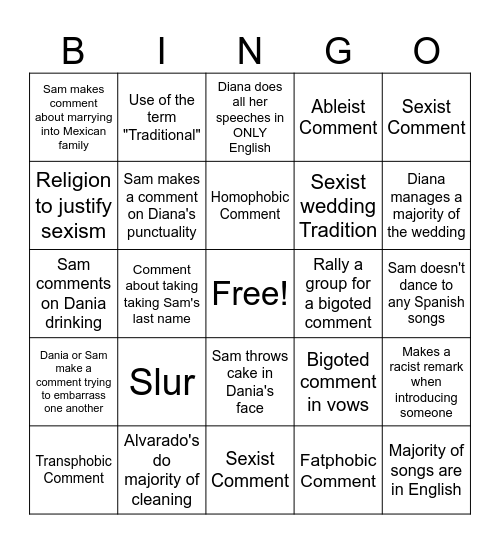 Wedding Bingo Card