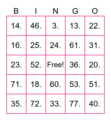 BINGO MUSICAL Bingo Card