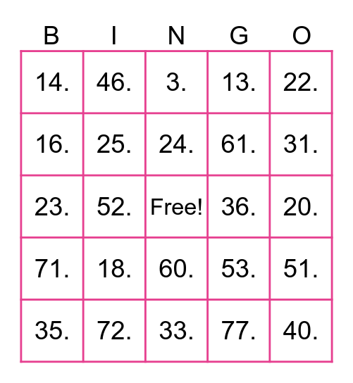 BINGO MUSICAL Bingo Card