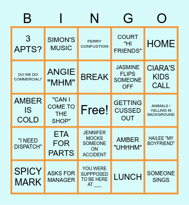 Dispatch Bingo Card