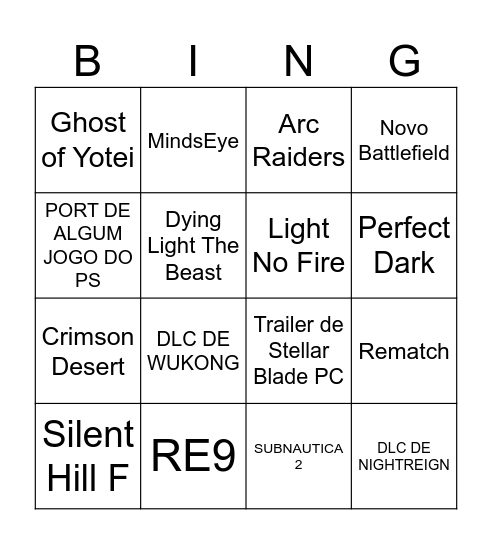 BINGO DA NOITE Bingo Card