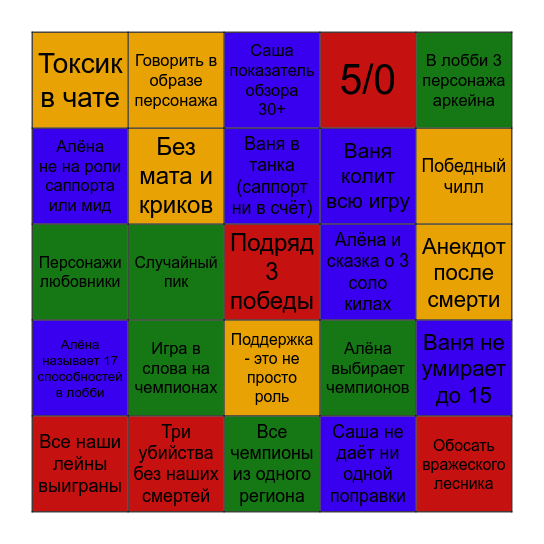 Лига Bingo Card