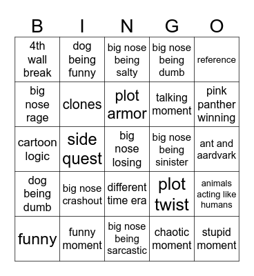 pink panther Bingo Card