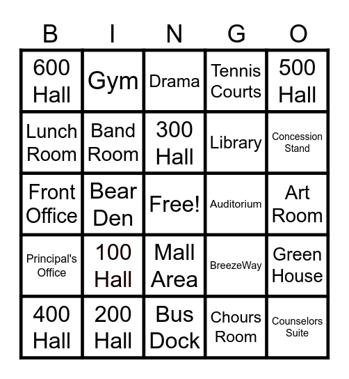 BCHS Class of 2010 Reunion Bingo Card