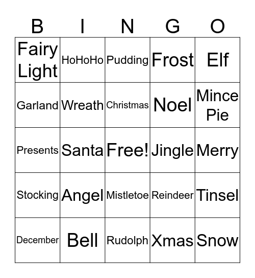 Christmas Bingo Card